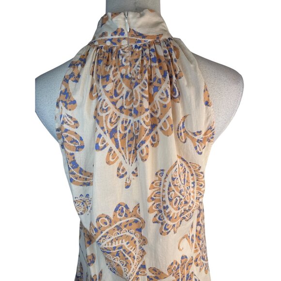 ZARA Halter Neck M Dress Paisley Print Cotton Lightweight Flowy A-Line - Picture 5 of 15